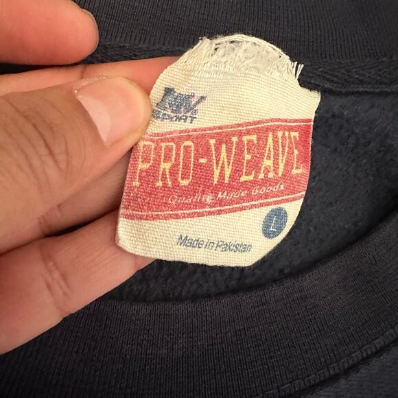 VTG Pro‎ Weave Skaneateles New York Pullover Crewneck Sweater Blue Size Large - Picture 2 of 10